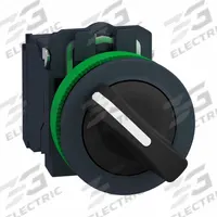 SCHNEIDER Selector Switch: 30 mm Panel Mounting Size, 2 Positions, Short Lever, 1NO/1NC (MPN XB5FD25). Key specifications — AC Contact Rating: 1.2 A @ 600 V; Action: Maintained/Maintained; Cam: No Cam Included; DC Contact Rating: 0.27 A @ 250 V; Hazardous Location Specification: Not Rated; Operator Head Material: Plastic; Operator Head Type: Short-Handled Knob; Operator Illumination: Non-Illuminated.