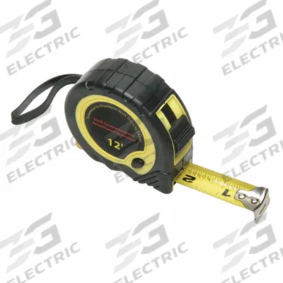 SKILCRAFT Tape Measure: Nonmagnetic Single Hook Tip, 12 ft, Plastic with Rubberized Grip - Standard (Inch) Tape Measures