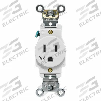 LEVITON Plugs and Receptacles: Single, 5-15, White, 125V AC, 15 A, 2 Pole / 3 Wire (MPN W5261-W) - General Purpose Receptacles