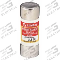 LITTELFUSE Fuse: JLS Series, Class J, Cylindrical Body, Fast-Acting, 20 A, 600 V AC, Non-Indicating (MPN JLS020). Key specifications — attr1287274: JLS; attr211200: LITTELFUSE.