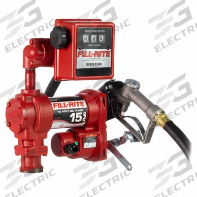 FILL-RITE Electric Drum Pump: 12 V DC, 1/4 hp HP, 15 gpm Max. Flow Rate, Cast Iron - Metered Bung-Mount DC-Powered Fuel Transfer Pumps