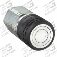 HANSEN Hydraulic Quick Connect Hose Coupling: 3/4 in, Steel, 105 lpm Max. Flow Rate, Push-to-Connect (MPN 19FFS75). Key specifications — Coupling Locking Type: Push-to-Connect; Body Material: Steel; Thread Size: 3/4"-14; Brand: HANSEN.