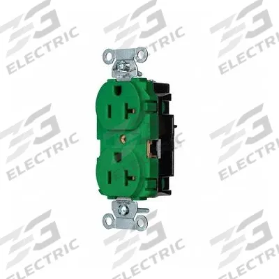 HUBBELL Receptacle: Duplex, 5-20, Green, 125V AC, 20 A, 2 Pole / 3 Wire (MPN 5352STGN) - General Purpose Receptacles