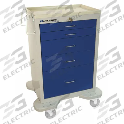 LAKESIDE General Medical Supply Cart with Drawers: Steel, (2) Swivel/(2) Swivel with Brake - General Medical Supply Carts with Drawers