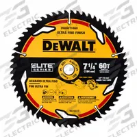 DEWALT Circular Saw Blade: 7 1/4 in Blade Dia., 60 Teeth, 0.07 in Cut Wd, 5/8 in Arbor Size, Carbide (MPN DWAW71460). Key specifications — attr1116119: DEWALT; attr1145631: Wood.