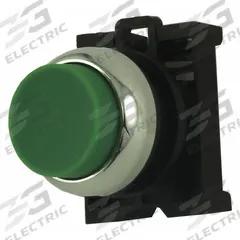 EATON Extended Push Button: Green, 22 mm Mounting Size, Metallic, Momentary (MPN M22M-DH-G). Key specifications — Brand: EATON; Action: Momentary; Series: M22; Push Button Material Type: Metallic.