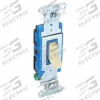 BRYANT Wall Switch: Toggle Switch, Single Pole, Maintained, Ivory, 120/277V AC, 15 A (MPN 4801BI). Key specifications — Illuminated: No; Voltage Rating: 120/277V AC.