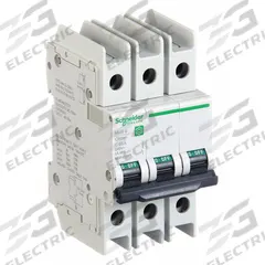 SCHNEIDER ELECTRIC IEC Miniature Circuit Breaker: 63 A Amps, 14kA at 120/240V AC, Screw Clamp, C (MPN M9F42363). Key specifications — DC Voltage Rating: Not Rated; Max. AIR Rating: 14kA at 120/240V AC; Terminal Connection: Screw Clamp; Brand: SCHNEIDER.
