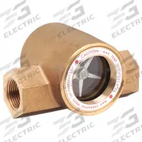 DWYER Window Sight Flow Indicator with Impeller: Rotor, Bronze, 3/4 in FNPT, 3/4 in Connection Size (MPN SFI-300-3/4). Key specifications — For Media Type: Water; Brand: DWYER; Sight Material: Tempered Glass; Connection Type: FNPT; Flow Direction: Vertical Up; Seal Material: Buna-N; Wetted Material: PTFE.