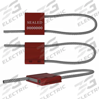 UNIVERSEAL Cable Seals: Red, Steel, 12 in Cable Lg, 3/16 in Cable Dia, Sequential - Adjustable-Length Cable Seals