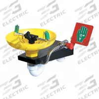 HUGHES SAFETY Plumbed Eyewash: Std, Wall Mnt, Eyes and Face Coverage, Uncovered, Plastic Bowl (MPN 75GEW). Key specifications — attr474381: Push Plate; attr474383: HUGHES SAFETY.