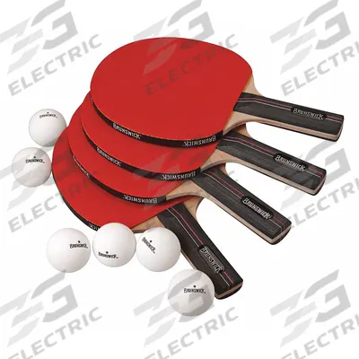 BRUNSWICK BILLIARDS Table Tennis Paddle and Ball Set: (4) Paddles/(6) Balls (MPN 51870849001) - Table Tennis Sets