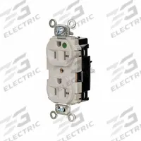 HUBBELL Receptacle: Hospital Grade, Duplex, 5-20R, Light Almond, 125V AC, 20 A, 2 Pole / 3 Wire (MPN HBL8300STLA)