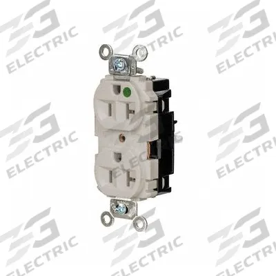 HUBBELL Receptacle: Hospital Grade, Duplex, 5-20R, Light Almond, 125V AC, 20 A - General Purpose Receptacles