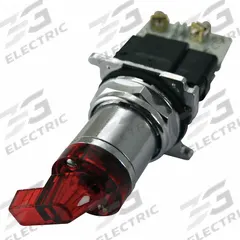 EATON Selector Switch: 30 mm Panel Mounting Size, 3 Positions, Extended Lever, 1NO, Metallic (MPN 10250ED1117-2LR). Key specifications — AC Contact Rating: 10 A @ 660 V; Action: Maintained/Maintained/Maintained; Cam: 3; DC Contact Rating: 5 A @ 250 V; Hazardous Location Specification: Not Rated; Operator Head Material: Polymer; Operator Head Type: Long-Handled Knob; Operator Illumination: Illuminated.
