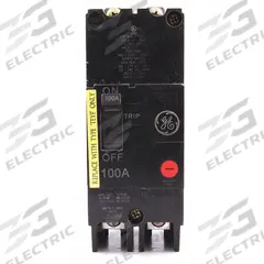 GE Molded Case Circuit Breaker: 100 A Amps, 18kA at 277/480V AC, Fixed, Lug, ABC, Std (MPN TEYF2100). Key specifications — Series: TEY; Max. AIR Rating: 18kA at 277/480V AC; Instantaneous Trip: Fixed; Terminal Connection: Lug; Phase Connection: ABC.