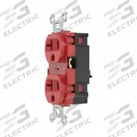 HUBBELL Receptacle: Hospital Grade, Duplex, 5-20R, Red, 125V AC, 20 A, 2 Pole / 3 Wire (MPN HBL8300STR)