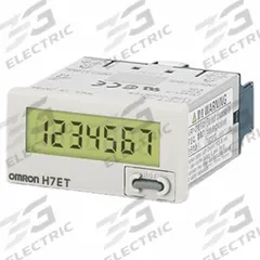 OMRON Electronic Counter: Totalizers, Front Panel Mounting, 1 in x 1 7/8 in, LCD, 1 in Overall Ht (MPN H7ET-NFV1-B). Key specifications — Mounting Style: Flush; Standards: EN 61010-1/IEC 61010-1; Brand: OMRON; Manufacturer Part Number: H7ET-NFV1-B.
