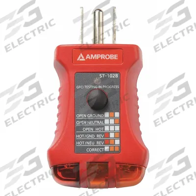 AMPROBE Receptacle Tester with GFCI: 110 V AC to 125 V AC, 5-15P, GFCI/Std, Light - GFCI Testers