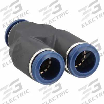 AIGNEP USA Push-Fit Wye Fitting: 1/4 in OD x 1/4 in OD x 1/4 in OD Size, Nylon - Nylon & Nickel-Plated Brass Tube Fittings