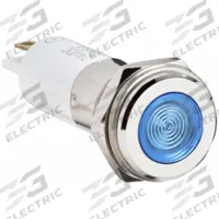 APPROVED VENDOR Flush Panel Light: 12 mm Panel Mounting Hole Dia, LED, Blue, Flush Head, H12 (MPN 24M135). Key specifications — Brand: APPROVED VENDOR; Electrical Connection: 0.11 Male Quick Disconnect.