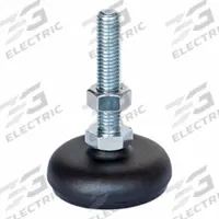 JW WINCO Male-End Leveling Mount: Swiveling Stud, 3/8"-16 Thread Size, 2.36 in, 2,248 lbf Capacity (MPN 30-60-3/8X16-100-A5-SK). Key specifications — Finish: Powder-Coated; Base Shape: Round; Load Capacity: 2,248 lbf; Thrust Pad Material: Buna-N; Includes: Rubber Pad; Hex Size: 11/16 in.