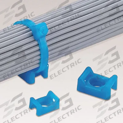 PANDUIT Low Profile Cable Tie Mount: 0.22 in Slot Wd, 0.06 in Slot Ht, Aqua, 0.43 in Wd - Screw Mount Cable Tie Bases