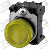 SIEMENS Pilot Light: 22 mm Panel Mounting Size, Yellow, LED, 24 V AC/DC Max Volt Rating (Supply) (MPN 3SU1102-6AA30-1AA0). Key specifications — Series: 3SU; Brand: SIEMENS; Includes Push-To-Test: No Push-To-Test Included.