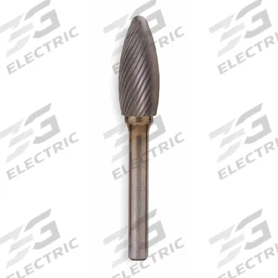 WIDIA Carbide Bur: Flame, SH-41, Single Cut, 1/8" x 1/4" Head - Single-Cut Flame Burs