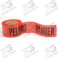 APPROVED VENDOR Barricade Tape: 300 ft Lg, 3 in Wd, Danger Peligro Danger Legend, Polyethylene (MPN BT72-3). Key specifications — Tape Message: Danger Peligro Danger; Message Color: Black; Brand: APPROVED VENDOR.