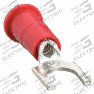3M Fork Terminals: Red, Vinyl, #8 Stud Size, 22 AWG – 18 AWG Wire Range - Insulated Fork Terminals