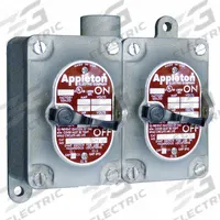 APPLETON ELECTRIC Tumbler Switch: 2 Gang, 3-Way, 20 A, 277 V AC, Dead-End Hub, 1 in Hub Size (MPN EDS3230). Key specifications — attr211272: APPLETON ELECTRIC.