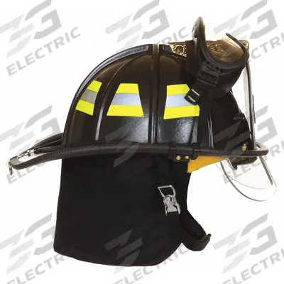 FIRE-DEX Fire Helmet: White, Fiberglass, Traditional Rear Brim, Chin Strap