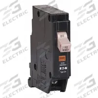 EATON Circuit Breaker: 15 A, 120/240V AC, Single Phase, 10kA at 120/240V AC, Type CH Loadcenters (MPN CHF115). Key specifications — attr195951: 15 A; attr195952: 120/240V AC; attr195953: Single; attr195954: 10kA at 120/240V AC; attr195958: Standard; attr195955: Type CH Loadcenters; attr211136: EATON.