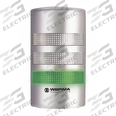 WERMA Tower Light Assembly: 3 Tier, Green/Red/Yellow, Sounder Tier Included - Three-Tier Tower Light Assemblies
