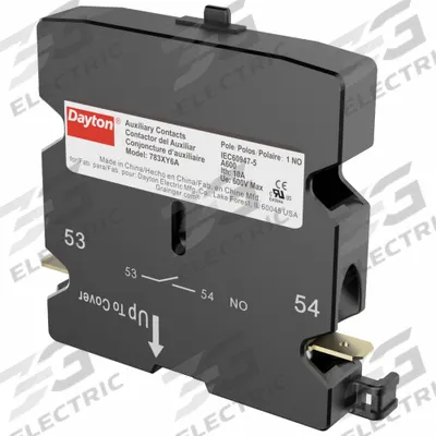 Dayton Auxiliary Contact: 1NO, 10 A Max Current (AC), Side Mount - Dayton Auxiliary Contacts