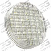GROTE Back-Up Light: LED, Backup/Reverse Light, Clear, Round, 4 5/16 in Overall Dia, Pigtail, 2VPK8 (MPN 62401). Key specifications — Standards: FMVSS 108; Electrical Connection: Pigtail; Brand: GROTE; Installation Type: Removable; Lens Color: Clear; Mount Type: Bracket; Lighting Technology: LED; Light Type: Backup/Reverse Light.