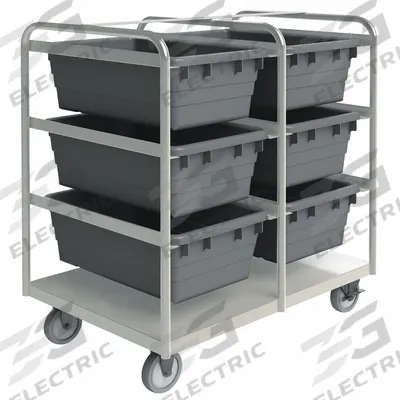 DURHAM MFG Tub Cart: 600 lb, 6 Bins/Tubs, Gray, 26 in L x 37 in W x 42 in H, Gray - High-Strength Corrosion-Resistant Vertical Rack-Style Tub Carts