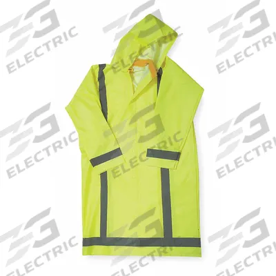 CONDOR Rain Jacket with Detachable Hood: U, S, Green, Snap, 2 Pockets, Jacket Jacket - Class 3 Men's U-Back Rain Jackets & Coats