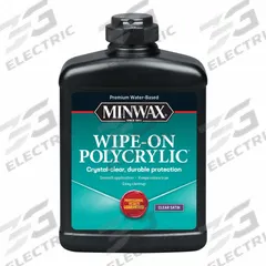 MINWAX Finish: Varnish, Interior, Water, 1 pt Container Size, Wood, Satin, Clear, Clear, Wipe-On (MPN 409170000). Key specifications — Brand: MINWAX; Transparency: Clear; Use Location: Interior; Sheen: Satin; Sub-Brand: Wipe-On; Color: Clear.
