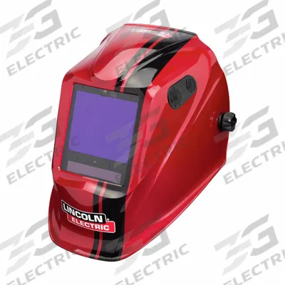 LINCOLN ELECTRIC Welding Helmet: Auto-Darkening, 5 Arc Sensors, Red, W13, 3.74 in x 3.15 in - Auto-Darkening Welding Helmets - Graphic