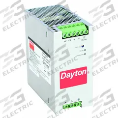 DAYTON DC Power Supply: DIN Rail, 240 W Output Power - Rated, 10 A Current - Output, Single Phase (MPN 33NT13). Key specifications — attr1044898: Single; attr1044874: Metal; attr1044879: 90 to 264V AC; attr211400: DAYTON.
