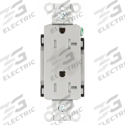 BRYANT Receptacle: Decorator Duplex, 5-20, Gray, 125V AC, 20 A, 2 Pole / 3 Wire (MPN DRS20GRYTR) - General Purpose Receptacles