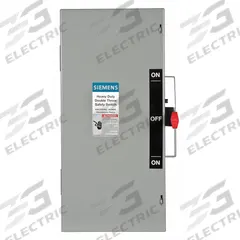 SIEMENS Safety Switch: Non-Fusible, 60 A, Single Phase, 240V AC, Galvanized Steel, Indoor (MPN DTNF222). Key specifications — attr867131: SIEMENS.