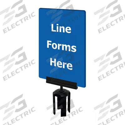 TENSABARRIER Acrylic Sign: Blue, Line Forms Here Message, 11 in Overall Lg - Signs for Post Tops