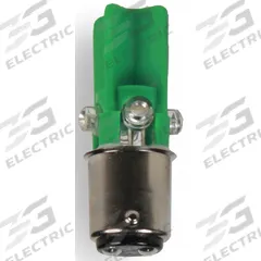 EDWARDS SIGNALING Compact LED Bulb: LED, Double Contact Bayonet (BA15d), (T) Tubular, T3-1/4, Green (MPN 270LEDG24V). Key specifications — Light Color: Green; Voltage: 24 V AC/DC; Brand: EDWARDS SIGNALING; Bulb Shape: T3-1/4.