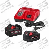 MILWAUKEE Battery Starter Kit: M18™, 5 Ah_8 Ah, 2 Batteries Included, Charger Included, 18V DC (MPN 48-59-1881, 48-11-1850). Key specifications — attr1278107: Oil-Resistant.