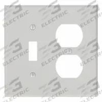 HUBBELL Wall Plate: Combo, 2 Gang, Gray, Std Size (MPN P18GY). Key specifications — Brand: HUBBELL; Material: Polycarbonate.