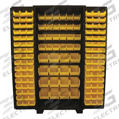 JAMCO Bin Cabinet: 36 in x 24 in 78 in, 0 Shelves, 136 Bins, Yellow, Flush, 14 ga Panel - Standard Bin Cabinets