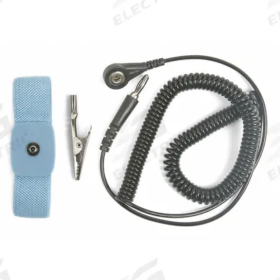 APPROVED VENDOR Static Control Wrist Strap: Elastic, Blue, Black, 1 Strap Conductors, Coiled - Elastic Antistatic Wrist Strap Kits